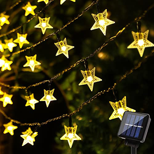 BLOOMWIN Solar Lichterkette Sterne LED Außen, Garten Stern Beleuchtung, Weihnachtsbeleuchtung Deko für Party, Weihnachten, Outdoor, Warmweiß