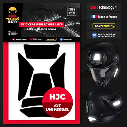 Fear The Yellow Bear© Easy Replica Compatible avec HJC RPHA 70™, Kit 5 Stickers réfléchissants REPOSITIONNABLES, pour Casque Moto, 3M™ Technology