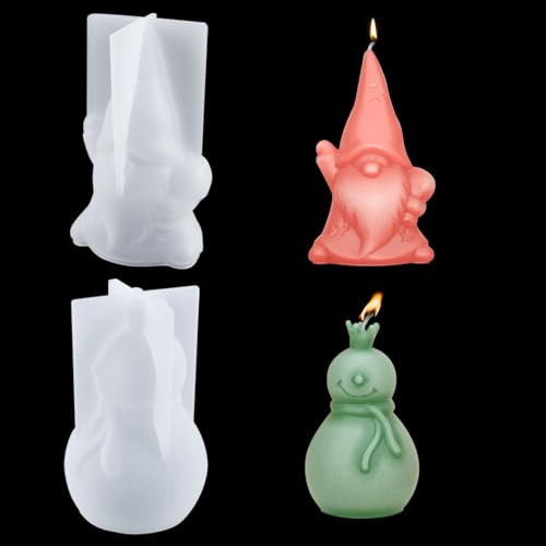Zayookey Stampi per Resina Epossidico Babbo Natale Stampo in Silicone per Candele Natalizie Stampo per Colata Pupazzo di Neve 3D Candle Resin Mold per DIY Sapone Intonaco(3D Silicone Mold)