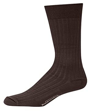 BoardroomSocks Cotton Dress Socks for Men, Mid-Calf Ribbed Executive Socks, Formal Business Socks, Brown (1 Pair)