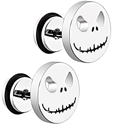 Lot de 2 boucles d'oreilles à tige antiallergiques en forme de tête de mort style punk - Boucles d'oreilles décoratives pour hommes et garçons - En acier inoxydable - Bijoux à vis pour homme