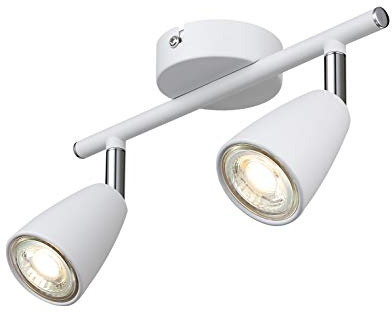 IMPTS Deckenstrahler Weiss 2 Flammig, LED Deckenleuchte Deckenlampe Spots | Schwenkbar inkl. GU10 LED Lampen 3W 250LM, Modern Strahler Deckenspots für Küche, Wohnzimmer, Schlafzimmer