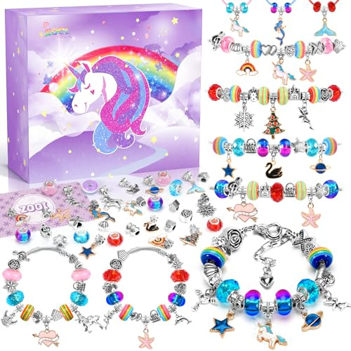 ZOOI Easter Gifts for Kids, Bracelet Making Kit, Gifts for Teenage Girls, Girls Birthday Presents Unicorn Gifts for 5-13 Year Old Jewellery Making Kit, Arts and Crafts for Kids