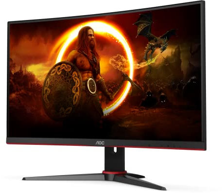AOC Gaming C27G2E - 27 Zoll Full HD Curved Monitor, 165 Hz, 1 ms GtG, FreeSync Premium (1920x1080, VGA, HDMI, DisplayPort) schwarz/rot
