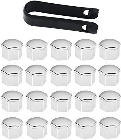 Cerioll Tappi Copridado Ruota, Copridado Ruota, Copri Dado per Bullone Ruot, 20 Pezzi Copridado Ruota, Copri Bulloni Copri Dado Ruota Neri, Copri Bulloni Copri Dado Ruota, 19mm, Argentato