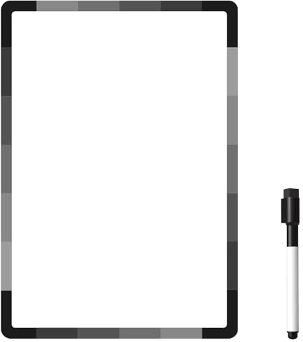 TMS Magnetic Whiteboard for Fridge | Dry Erase Memo Board, Weekly Meal Planner, Shopping List or Organiser for Kitchen | Flexible, Dry Erase and Small (A4 (30 x 21cm), Greyscale Border)