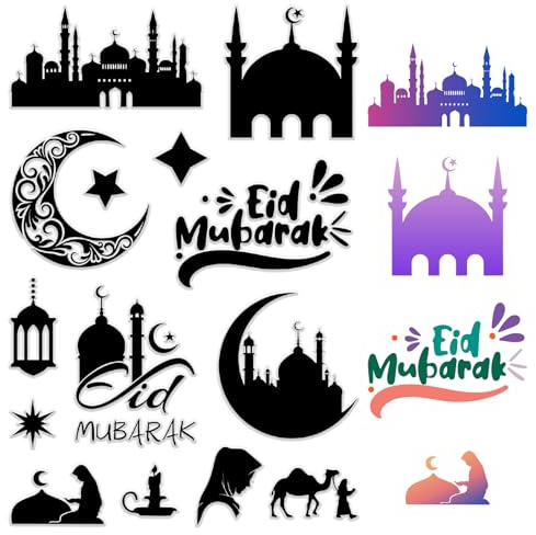 craspire Eid Mubarak Klarer Gummistempel Vintage Mond Stern Transparente Silikonsiegel Stempel Retro Für Journaling Kartenherstellung DIY Scrapbooking Handgemacht Fotoalbum Notizbuch Dekor
