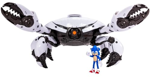 Sonic 3 Movie Action Figure Playset Granchio con Sonic The Hedgehog 6 cm - Chele Che pizzicano, Occhio Estensibile, Gambe Mobili - Giochi di Sonic Interattivo per Bambini