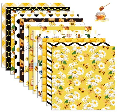 24 Blatt Bienen Muster Scrapbook Papier,12 Designs Doppelseitiges Honigbiene Dekorpapier Scrapbook Craft Papier,12x12Inch Craft Supplies Karte Herstellung Scrapbook Bastelpapier Honig Bienen