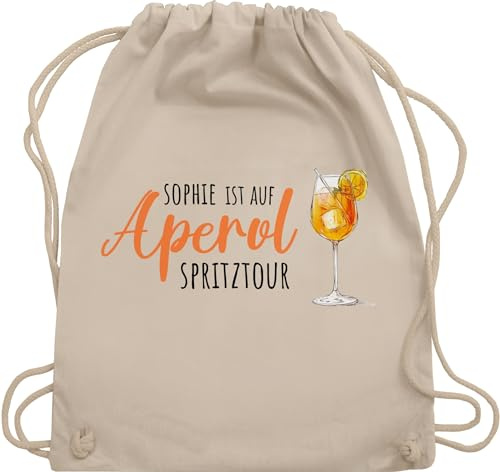 Turnbeutel Rucksack - Karneval Accessoire Fasching - Ist auf Aperol mit Name Spritztour I Mädelsabend JGA I Mallorca Mädelsausflug - Unisize - Naturweiß - faschings rucksäcke karnevals trink