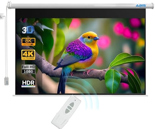 ABIS 120 Electric Motorised Projector Screen | Native 16:9 Aspect Ratio Resolution FHD, 2K to 8K | Perfect for Meeting, School, Home, Theatre, Cinema Indoor