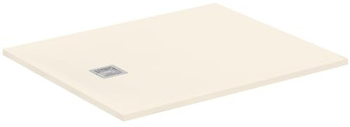 Ideal Standard - Ultra Flat S+, rechteckige ultradünne Duschwanne aus Kunstharz in Steinoptik, 120 x 100 cm, Ideal Solid, Abfluss auf der kurzen Seite, Sand