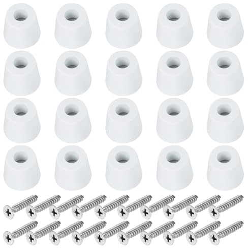 PATIKIL Cutting Board Feet,20 Pieces Non Slip Rubber Feet Bumpers with 304 Stainless Steel Screws for Cutting Board Furniture Chairs Desks 0.74Wx0.65H, White
