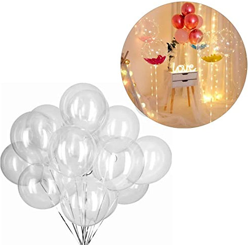 50 Stück Bobo-Luftballons, Wiederverwendbare Transparente Partyballons mit Federn, Konfetti, LED-Lichtern oder Bändern für den Hochzeitstag, Umweltfreundliches PVC, 15,7 Zoll