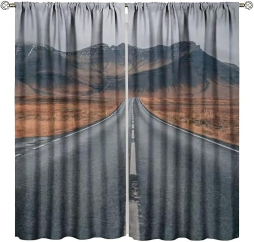 Vorhang Blickdicht Gardinen Mit Ösen - 2 Stücke 183 (B) X 214 (H) cm Verdunklungsvorhänge 3D Landschaft Muster Thermovorhang Für Kinderzimmer Schlafzimmer Weihnachtsgardinen 9426351739405
