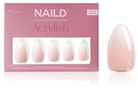 NAILD Softgel Press On Nails Almond, Milkshake – Fingernägel zum Aufkleben in Studioqualität – Wiederverwendbare künstliche Fingernägel – inkl. Nagelkleber, Feile & Zubehör
