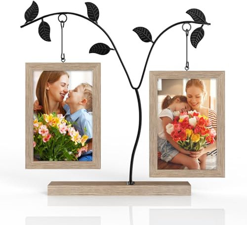 Reixuier Bilderrahmen 10x15,Bilderrahmen Familie mit Metall Baum für 4 Bilder,Personalisierte Geschenke,Geschenke für MüTter,GroßMüTter,Familie und Freunde zum Geburtstag Oder Zu Feiertagen (4 Bilder)