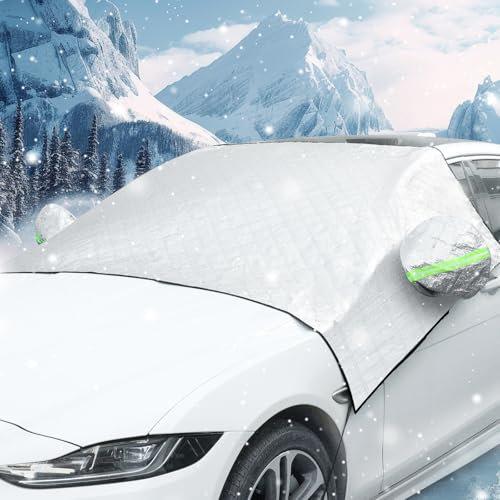 Alaoo Protector de Parabrisas, Funda Plegable Parabrisa Delantero, Cubierta Protección Parabrisas Invierno, Protector Parabrisas Todos los climas, el Polvo y la Nieve, 228 x 145 CM