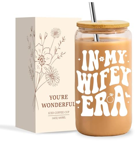 NOOMII Bride to Be Gifts Wedding Gifts for Bride, Couple, Engagement, in My Wifey Era Coffee Glass, Brides to be Cup, Bachelorette Present
