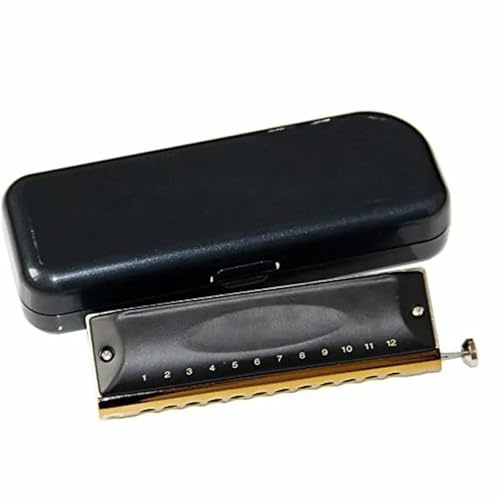 Chromatische Mundharmonika Kupfer 12 Loch 48 Ton C Mundharmonika Mund Ogans Instrument Musical Chromatische Mundharmonika Silber Schwarz klassische Mundharmonika(Black)