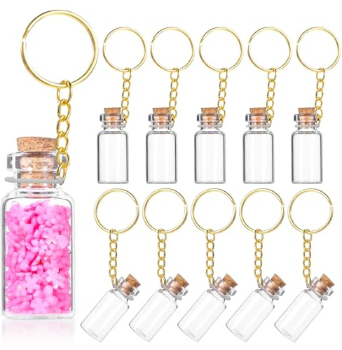 HJZHII Lot de 10 mini bouteilles en verre de 3 ml avec couvercles en liège - Bouteilles de potion miniatures pour loisirs créatifs, sac à dos, sacs, cadeaux de fête de mariage