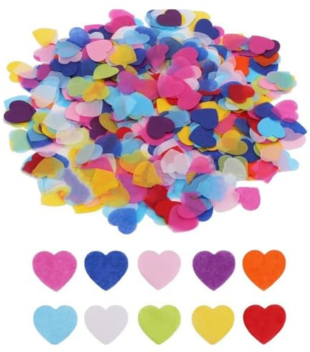 6000Pcs Heart Shaped Biodegradable Confetti, Wedding Confetti Biodegradable for Weddings Valentines Anniversaries-Eco-Friendly Paper Hearts Hen Party Table Decoration (Colorful Heart Paper)