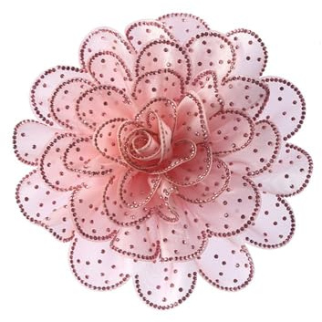 15 cm Blumen-Haarnadel, Blumenbrosche, mehrschichtige Kleidungsapplikationen, Hochzeits-Brosche, Ansteckblume zum Anklipsen (Rosa)