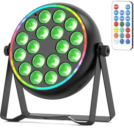 RGBW Focos Par LED 18LEDs Luz de Escenario 90W Par de luz con Control Remoto Luces Discoteca DMX Sound Activo para Fiesta Navidad Iglesia Show Navidad Halloween