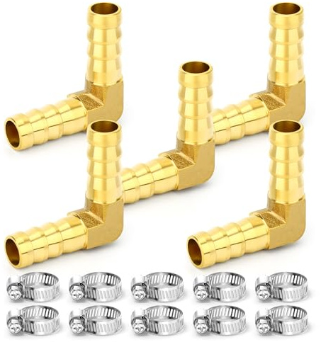 TAILONZ 5Pzs Codo Reductor 90° Latón 12mm con Abrazaderas