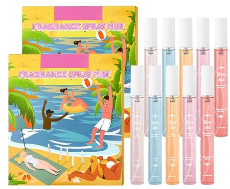Mini Parfüm Set, Bodyspray for Women, Lang Anhaltendes und Frisch Fruchtiges Spray Für Frauen, 5x10ml Eau de Parfum Set mit frischen Blumigen und Fruchtigen Düften, Reisegröße (5×10ml, 2)