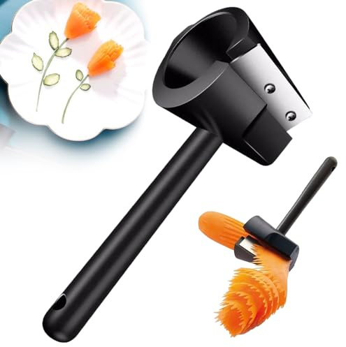 Vegetables Curler for Kitchen, Cucumber Carrot Spiralizer Peeler Spiral Cutter, Root Vegetable Carving Cutting Tools, Carrots Flower Sharpening Garnishing Tool for Vegetable Modeling, Dish Decor (1)