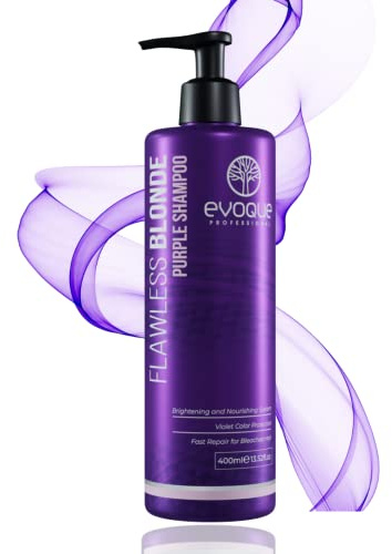 Evoque Flawless Blonde Anti Yellow Shampoo 400ml, Silbershampoo für Blondes, Graues & Silbernes Haar, Mit 12 Aminosäuren & Vitamin E, Parabenfrei, Silikonfrei, Neutralisiert Gelbstich