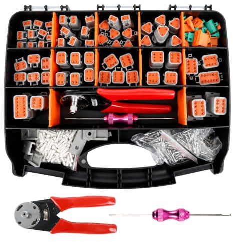 528pcs DT Deutsch Steckverbinder Kit, 2/3/4/6/8/12 Pin Automotive-Elektrosteckverbinder mit Crimpzange & Pin-Entfernungswerkzeug, IP67 Wasserdicht, Für Auto, Lkw, Wohnmobil, Boot