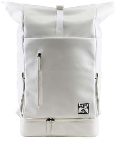 WildFocus Bagpack | Rucksack Damen & Herren | Rolltop Rucksack mit 16 Laptopfach | Backpack ideal für Reisen, City, Uni, Arbeit | wasserabweisend | Vegan Leather (Paris)