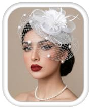 Adramata Fascinators Damen mit Perlenkette Kopfschmuck Hut für Damen | Blumen Federstirnband Hutclip Fascinators für Hochzeiten, Cocktailpartys, Teepartys,Damen Hut