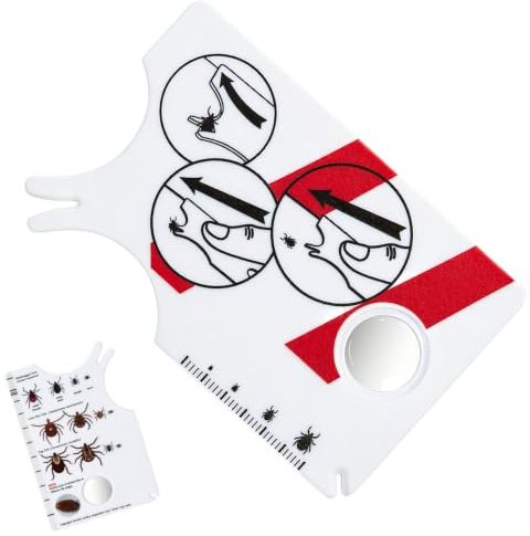 Msjuwek Tick Remover Card with Magnifying Glass, Portable Tick Catcher Tool for Humans, Dogs and Cats, Easy and Safe Tick Removal Kit for Outdoor Activities, Durable Plastic