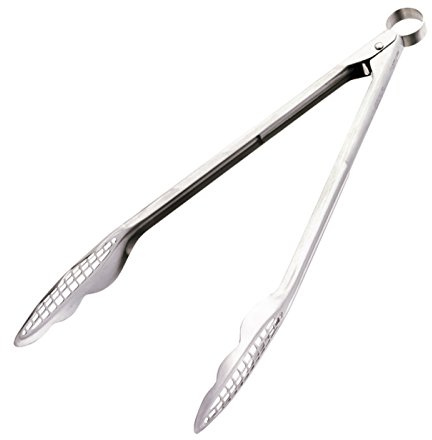 Cuisipro Grill, Fry Tongs, Stainless Steel, 12 Inch, Narrow, Metal Teeth, for Serving and Cooking
