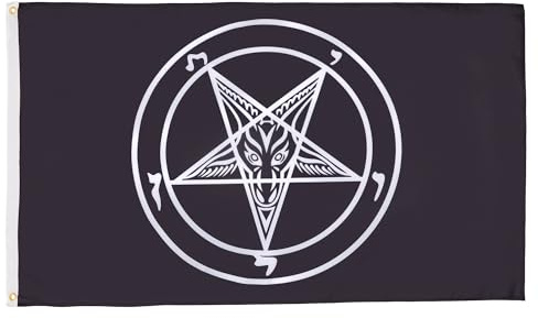AZ FLAG Bandera Baphomet Iglesia de Satan 150x90 cm Poliéster 100D 2 Ojales | Uso interior y exterior Enseña del orden del temple costuras dobles y bordes reforzados con ojales metálicos