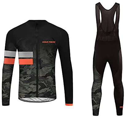 UGLY FROG Herren Radsport-Anzüge Fleece Fahrradbekleidung Set Radtrikot Langarm Radjacke + Radhose 3D Gepolsterte XS - 4XL