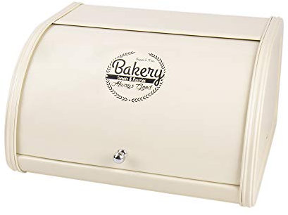 X458 Metal Bread Box for Kitchen Countertop - Stainless Steel Bread Box for Kitchen - Bread Storage Container - Airtight Holder for Homemade Bread, Cream Color