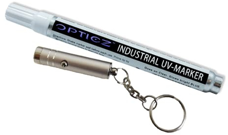 Opticz Blacklight Reactive Invisible Blue Ink Industrial UV Marker with UV Light