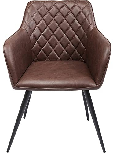 Kare Design Armlehnstuhl San Remo, Braun, Esszimmerstuhl mit Armlehne im Retro-Look, Küchenstuhl, Wohnzimmerstuhl, Polsterstuhl, Sessel, Kunstleder, Stahlfüße, 79x59x61 cm (H/B/T)