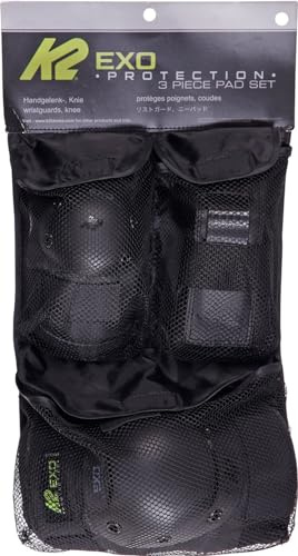 K2 Skates Unisex – Erwachsene Schonerset Exo Adult Pad Set — black - grey - green — 30E1230