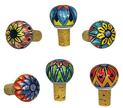 Flaschenkorken Weinkorken Flaschenverschluss Keramik mit Naturkorken Blumen Set/4 (GZ-1981)
