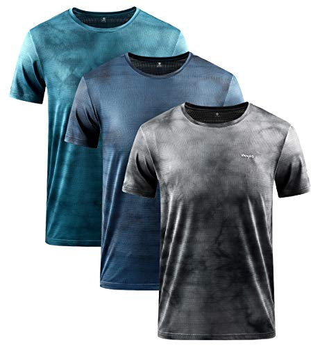 YAWHO män sport t-shirt 1 till 3-pack kort ärm rund hals andas snabbtorkande funktionströja löpshirt fitnesströja träningsskjorta för Running Workout Bodybuilding gym (0228 3pack, S)