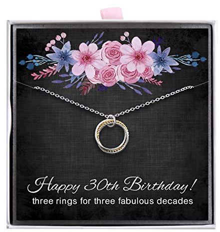 ALoveSoul Happy Birthday Gifts for Women - 925 Sterling Silver Interlocking Circles Necklace, Gifts for Her, Ladies Birthday Gifts Ideas