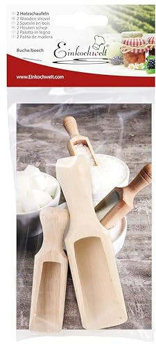 Einkochwelt Holzlöffel Set (2 Stück, Länge 8 cm + 11 cm, Löffel für Gewürze, Zucker, Mini Löffel, Teelöffel, Dosierlöffel) 48782, Klar