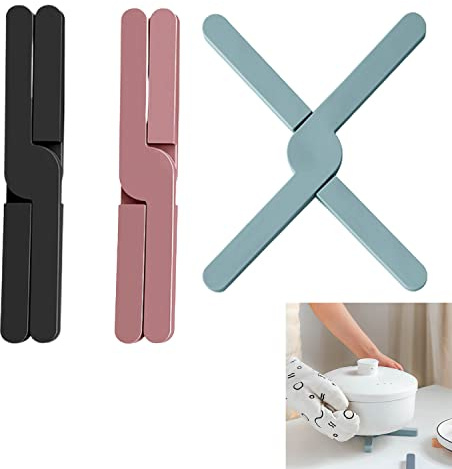GWAWG Faltbare Topfmatte 3er Set Silikon Untersetzer Hitzebeständiges Gestell Silikon Küchenarbeitsplatte Bar Tresen Rutschfester Stand