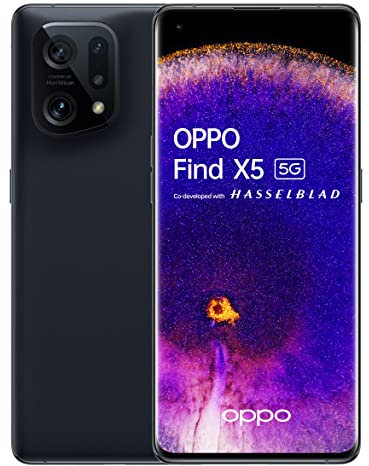 OPPO Find X5 Black Unlocked Smartphone, Qualcomm Snapdragon 888 8GB RAM 256GB Storage 6.55 ColorOS 12.1 based on Android 12 - CPH2307-Black-AG