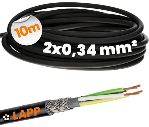 Lapp 10m Câble de Commande Blindé LiYCY 2 x 0,34 mm² - Câble de Signal Noir